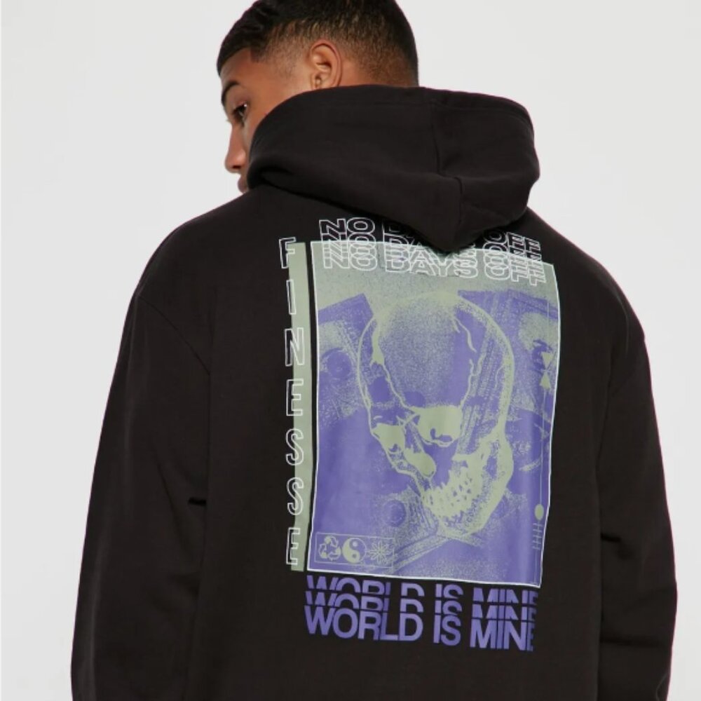 NEW Men's Hoodie Size S, L Sweatshirt The World Is Mine- Black